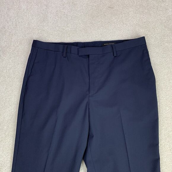 Banana Republic Italian Wool Dress Pant Mens 36 (Fits 38)  Blue Marzotto Stretch - Picture 2 of 14
